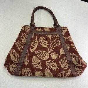 Pendleton Wool & Leather Bag - Feather Pattern - Leather Accents